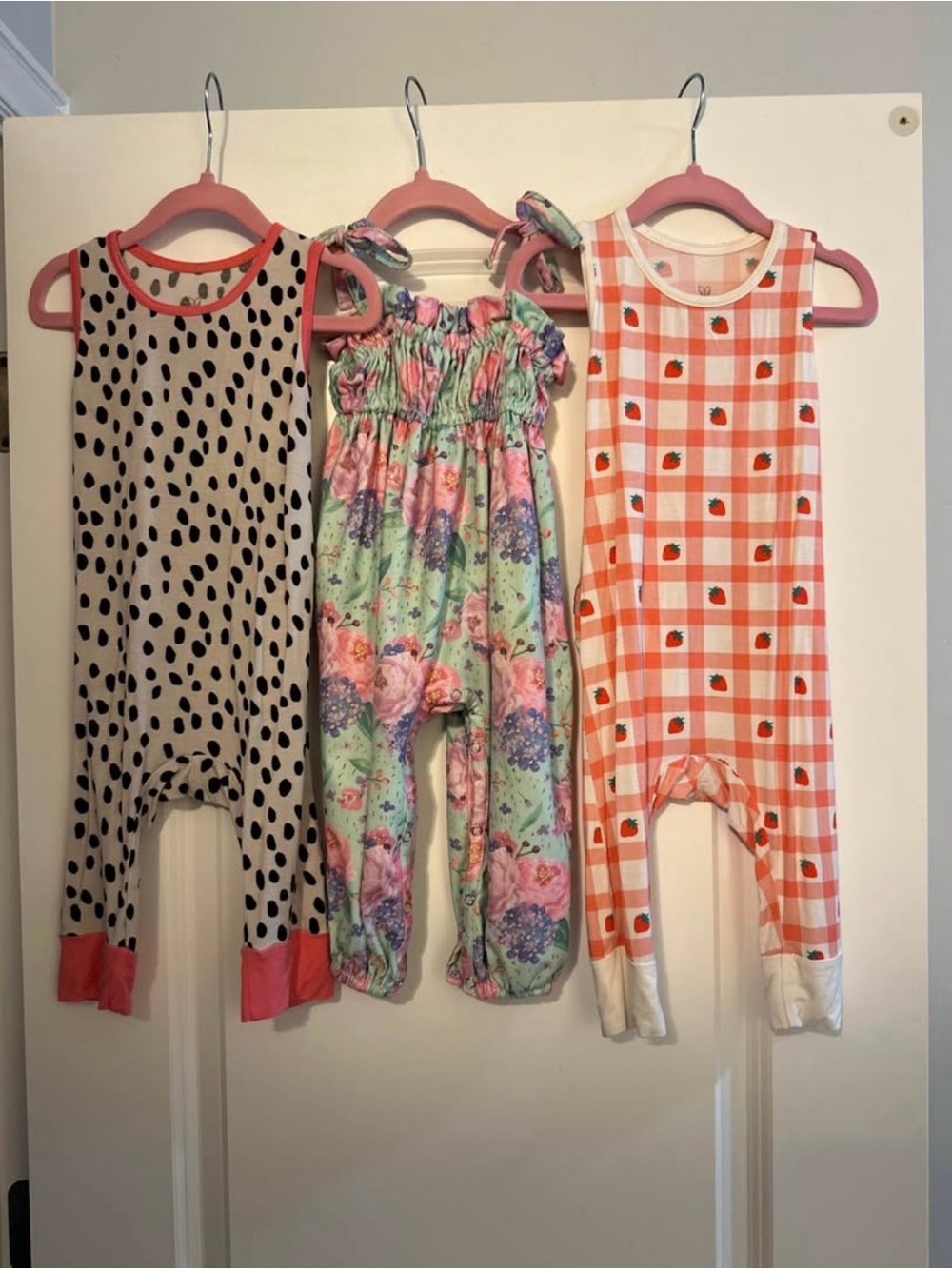Girls' Mixed Print Rompers - Floral, Dalmatian & Gingham